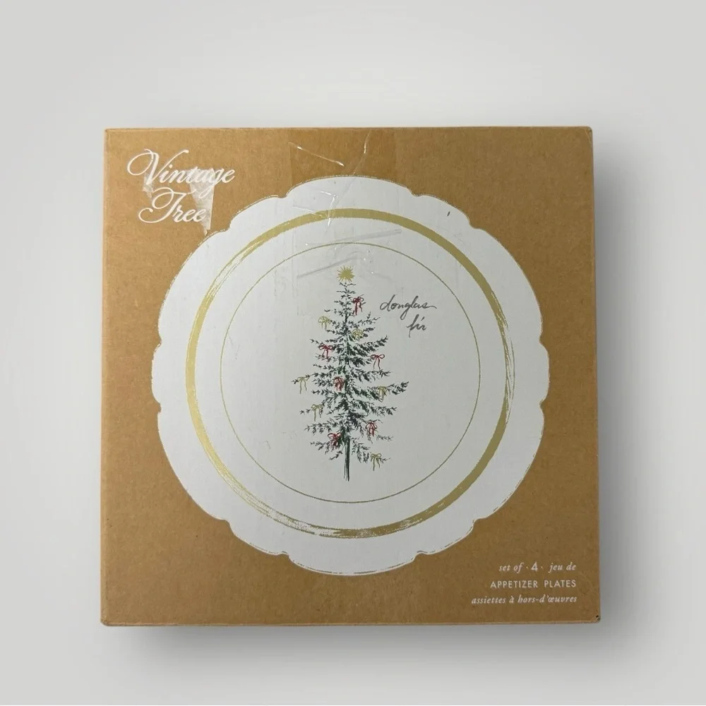Pottery Barn New Vintage Tree‎ Appetizer Plates (set Of 4).